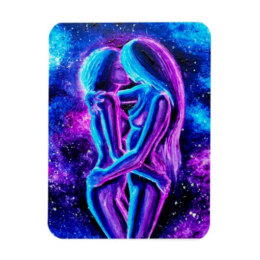Magnet Flexible Baiser lesbien en bleu et violet (Vertical)