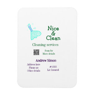 Magnet Flexible Balai nettoyant vert bleu scintillant ajouter nom