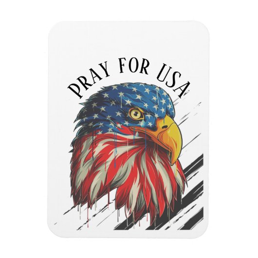 Magnet Flexible Bald Eagle Bird USA Drapeau Prier pour les USA (Vertical)