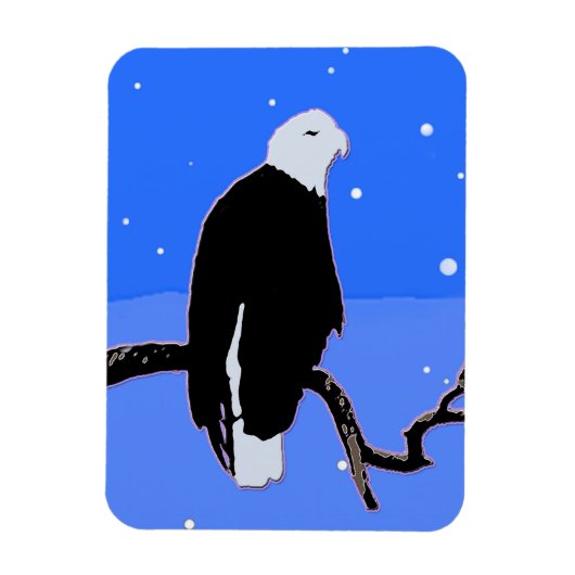 Magnet Flexible Bald Eagle en hiver - Art original de la faune (Vertical)