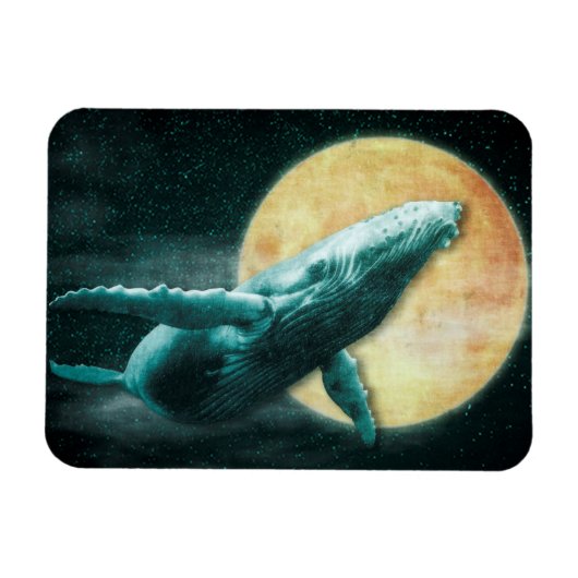 Magnet Flexible Baleine à bosse d'Imaginaire volant vers la lune - (Horizontal)