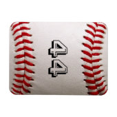 Magnet Flexible Balle de baseball blanche classique avec numéro de (Horizontal)
