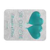 Magnet Flexible Ballons Coeur turquoise Enregistrer l'aimant Date (Horizontal)