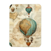 Balloon vintage à air chaud dans un paysage serein