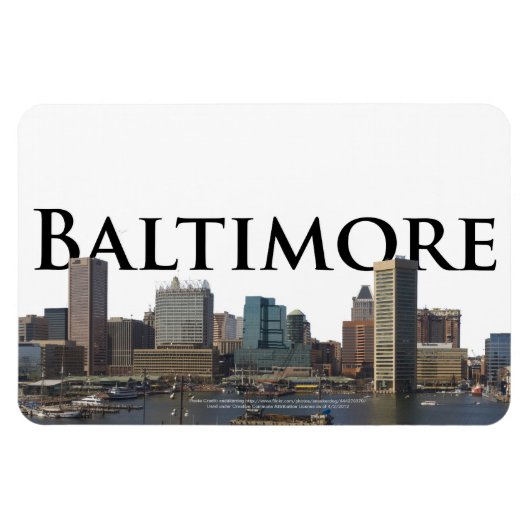 Magnet Flexible Baltimore MD Skyline avec Baltimore dans le ciel (Horizontal)
