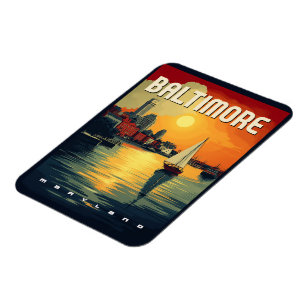 Magnet Flexible Baltimore Retro Travel