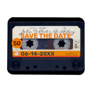 Magnet Flexible Bande-cassette rétro 50e anniversaire Enregistrer