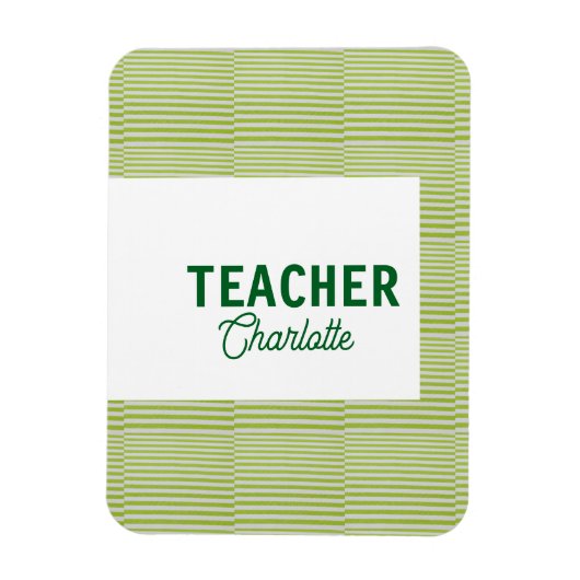 Magnet Flexible Bandes blanches vert citron professeur nom d'ensei (Vertical)