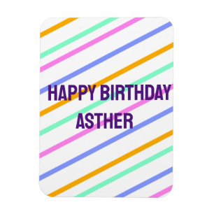 Magnet Flexible Bandes colorées joyeux anniversaire ajouter nom ch