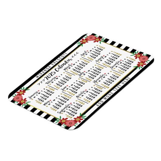 Magnet Flexible Bandes florales mensuelles année civile 2025 | Per (Côté Gauche)