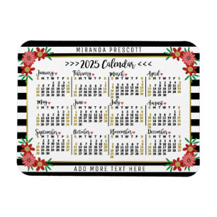 Magnet Flexible Bandes Florales Mensuelles Année Civile 2025   Sur