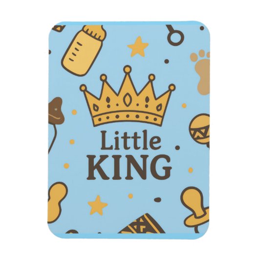 Magnet Flexible "Bannière de Baby shower Little King - Blue & Gold (Vertical)