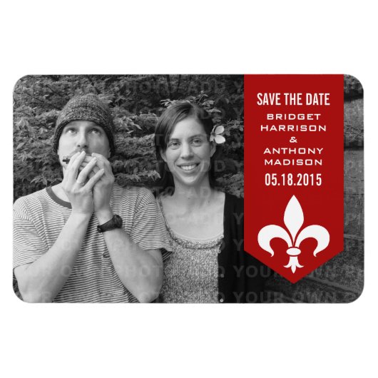 Magnet Flexible Bannière rouge chic fleuris Enregistrer l'aimant d (Horizontal)