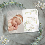 Magnet Flexible Baptême Christening Green Merci photo<br><div class="desc">Baptême signature or photo de baptême merci aimant. Personnalisez avec votre photo et baptême spécial ou message de remerciement en lettres d'or chic sur ce design moderne et élégant. Conçu par Thisisnotme©</div>