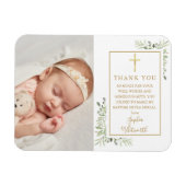 Magnet Flexible Baptême Christening Green Merci photo (Horizontal)