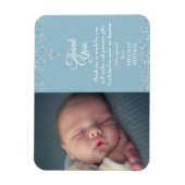 Magnet Flexible Baptême Christening Silver Hearts Photo Merci (Vertical)