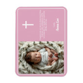 Magnet Flexible Baptême élégant Dusty rose Merci photo (Vertical)