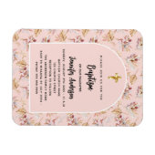 Magnet Flexible Baptême Pampas fleurs rose or rose invitation (Horizontal)