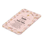 Magnet Flexible Baptême Pampas fleurs rose or rose invitation (Côté Gauche)