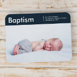 Magnet Flexible Baptême Pour Lui Photo Personnalisée Minimaliste M<br><div class="desc">Le design se compose d'une typographie ludique et ludique avec sans serif et serif font. Ajouter une photo personnalisée.</div>