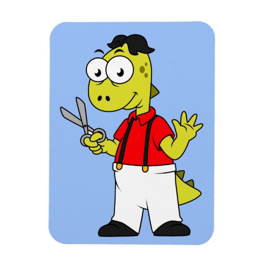 Magnet Flexible Barbier À Rex Tyrannosaurus Avec Ciseaux. (Vertical)