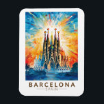 Magnet Flexible Barcelone Espagne La Sagrada Familia Travel Art<br><div class="desc">Conception de voyage vectorielle rétro de Barcelone. Barcelone,  capitale cosmopolite de la Catalogne espagnole,  est connue pour son art et son architecture.</div>