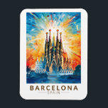 Magnet Flexible Barcelone Espagne La Sagrada Familia Travel Art<br><div class="desc">Conception de voyage vectorielle rétro de Barcelone. Barcelone,  capitale cosmopolite de la Catalogne espagnole,  est connue pour son art et son architecture.</div>