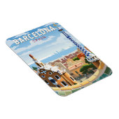 Magnet Flexible Barcelone Espagne Travel Art Vintage (Côté Droit)