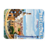 Magnet Flexible Barcelone Espagne Travel Art Vintage (Horizontal)