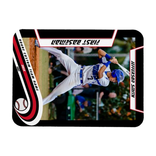 Magnet Flexible Baseball Keepsakes Live Red Black Custom (Horizontal)