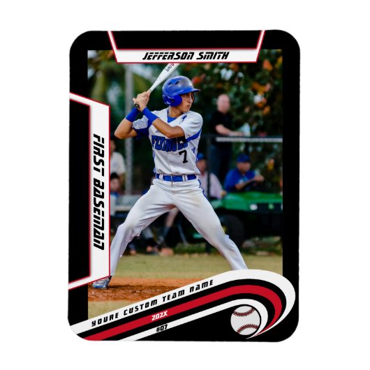 Magnet Flexible Baseball Keepsakes Live Red Black Custom (Vertical)