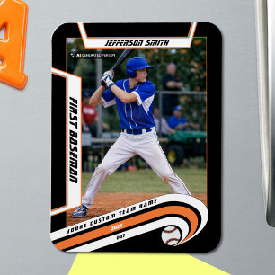 Magnet Flexible Baseball Souvenirs Orange Noir Personnalisé
