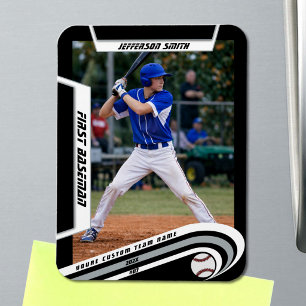 Magnet Flexible Baseball Souvenirs Personnalisés Argent Noir