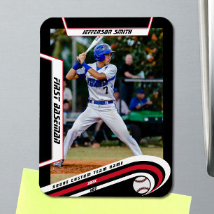 Magnet Flexible Baseball Souvenirs Rouge Noir Personnalisé