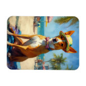 Magnet Flexible Basenji sur la plage, cadeau d'été pour les amoure (Horizontal)