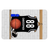 Magnet Flexible Basket-ball noir et blanc du Jersey (Horizontal)