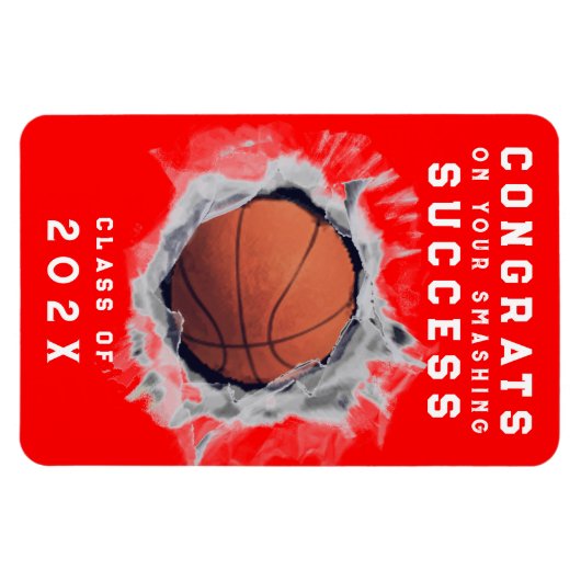 Magnet Flexible Basket-ball Senior Night Red (Horizontal)