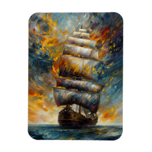 Magnet Flexible Bateau à voile dramatique à Sunset Art