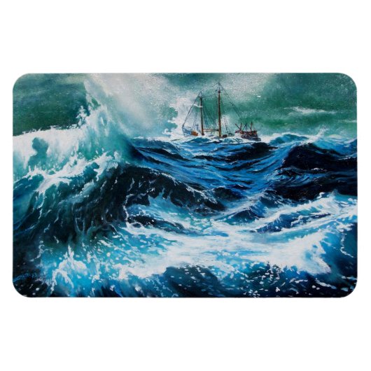 Magnet Flexible Bateau dans la mer dans la tempête (Horizontal)