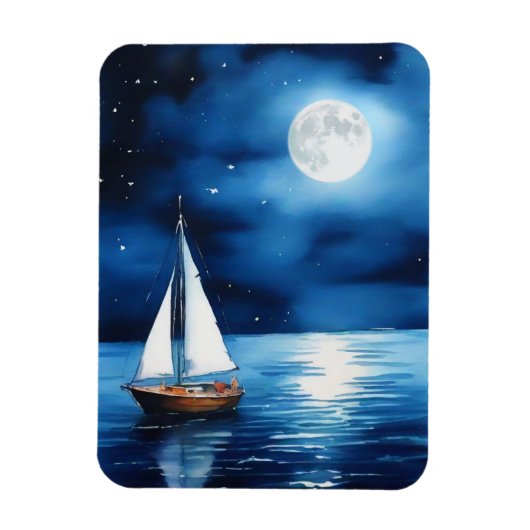 Magnet Flexible Bateau sous Pleine lune (Vertical)