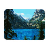 Magnet Flexible Bateau sur Mountain Lake Impressionnisme Abstrait (Horizontal)