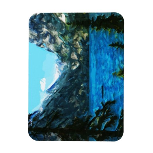 Magnet Flexible Bateau sur Mountain Lake Impressionnisme Abstrait (Vertical)