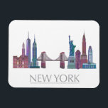 Magnet Flexible Bâtiments couleur New York Skyline<br><div class="desc">Bâtiments couleur New York Skyline par Fab Funky. Vous y trouverez des sites célèbres de New York dans les tons de bijoux.</div>