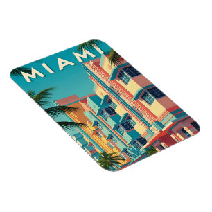 Magnet Flexible Bâtiments vibrants de Miami avec des palmiers