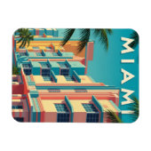 Magnet Flexible Bâtiments vibrants de Miami avec des palmiers (Horizontal)