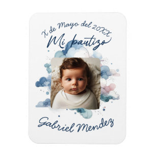 Magnet Flexible Bautizo con foto Espagnol Aquarelle