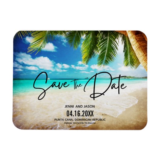 Magnet Flexible Beach Destination Mariage Photo Enregistrer La Dat (Horizontal)