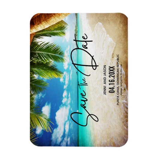 Magnet Flexible Beach Destination Mariage Photo Enregistrer La Dat (Vertical)