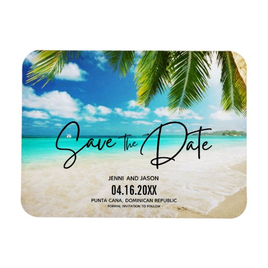 Magnet Flexible Beach Destination Mariage Photo Enregistrer La Dat (Horizontal)