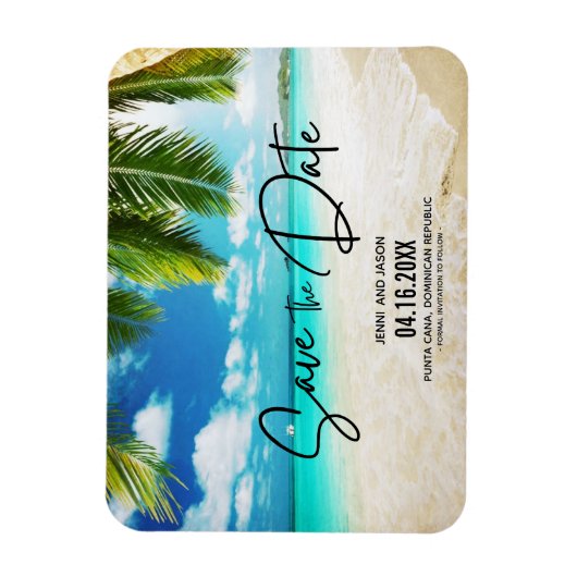 Magnet Flexible Beach Destination Mariage Photo Enregistrer La Dat (Vertical)